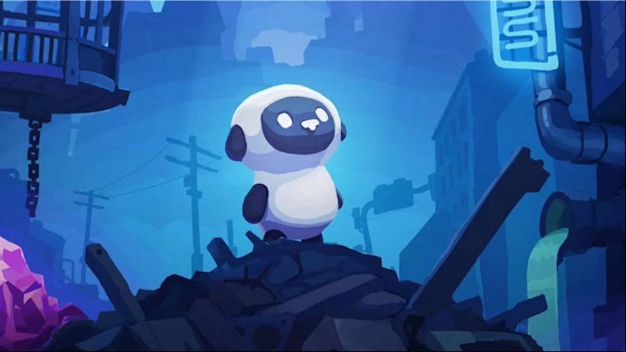 Sheepy: A Short Adventure: a sheep standing on garbage.