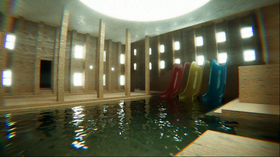 A room in the psychological horror game POOLS.