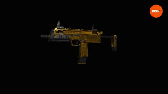 XDefiant best weapons: Gold MP7 inspect screen in the loadout menus.