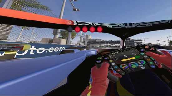 F1 24 review: The player speeds away after colliding with Max Verstappen and Sergio Perez, causing the rest of the pack to stop due to faulty driver AI.