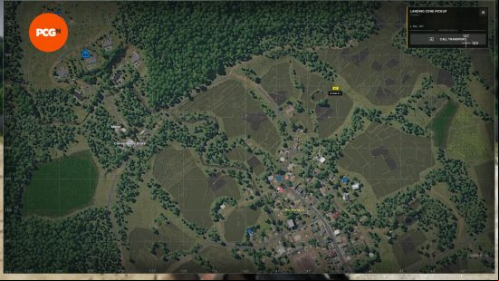 The map showing the landing zone for the Gray Zone Warfare helicopter