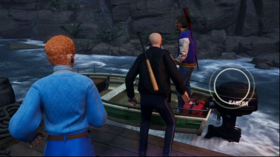 Three players come together at the boat escape in Killer Klowns from Outer Space.