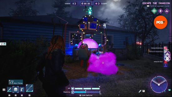 KKfOS tips: A player approaches the bright pink Killer Klowns from Outer Space resurrection machine.