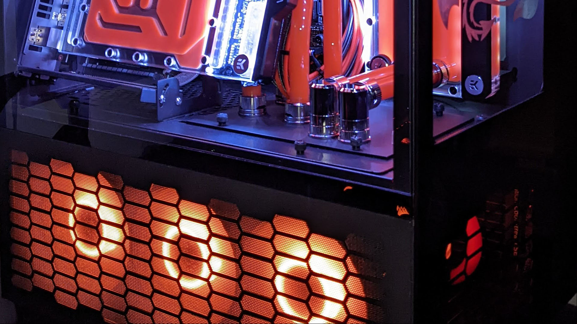 The RGB lights on the gaming PC