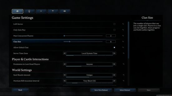 V Rising servers: the best settings