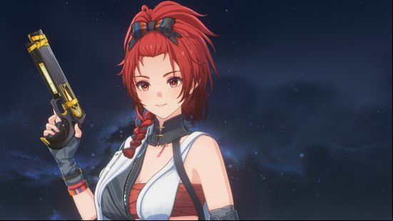 chixia from wuthering waves holding a pistol