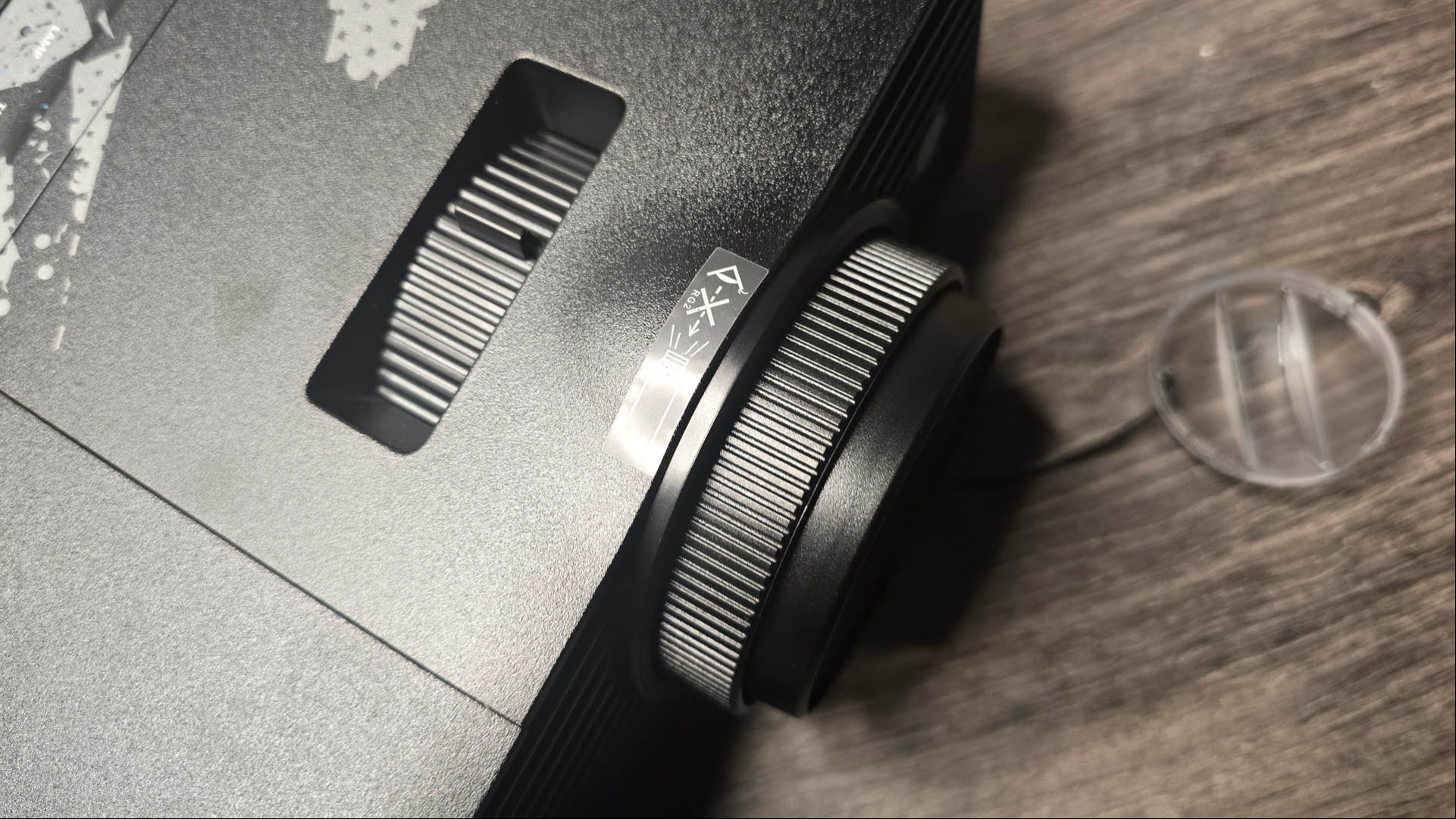 Acer Predator GM712 Projector review image showing the lens as seen from above.