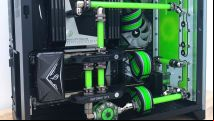 The coolant in this Lian Li water-cooled gaming PC looks radioactive