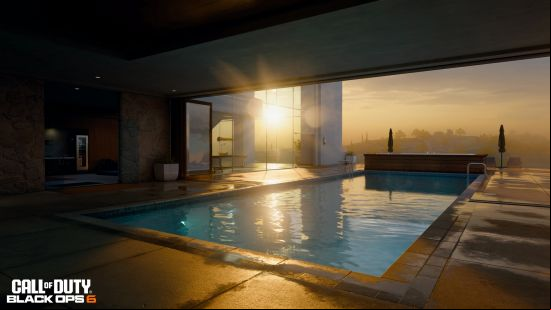 black-ops-6-pool-map Black Ops 6 maps: an indoor pool bathed in evening sunlight.