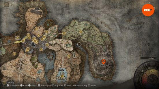 a map showing finger ruins 2 location