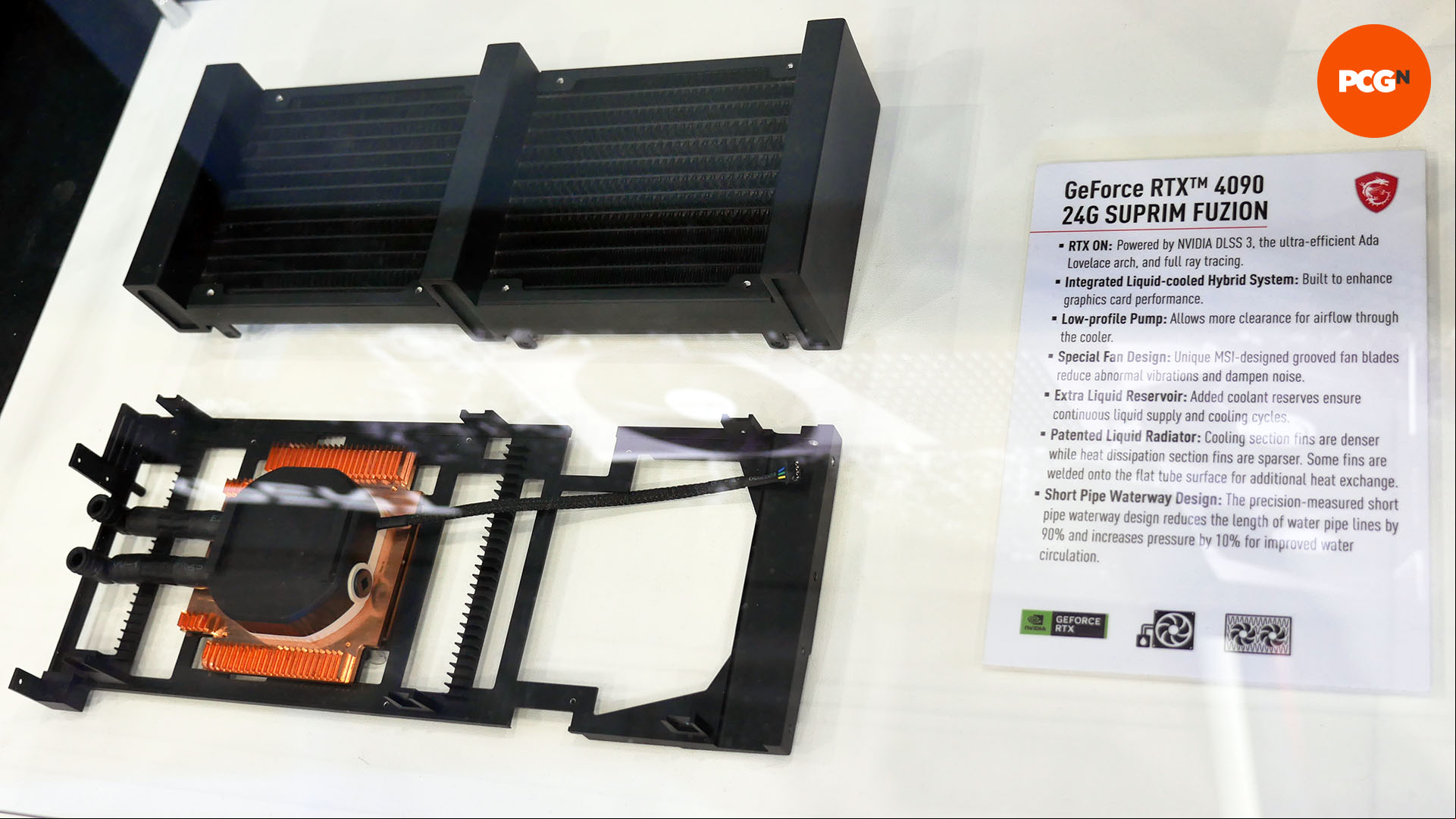 MSI somehow squeezed a whole AIO cooler in this Nvidia graphics card: MSI GeForce RTX 4090 24G Suprim Fuzion cooler
