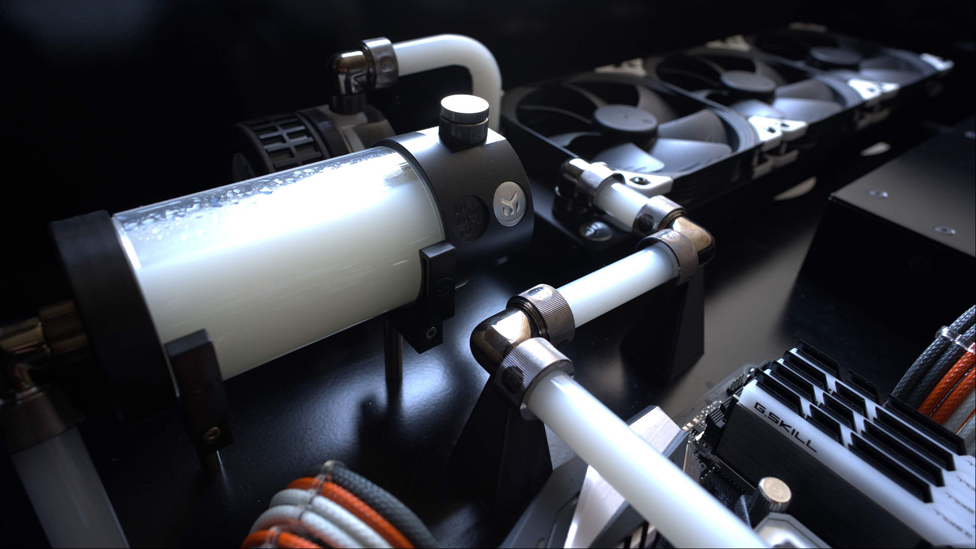 The white coolant in a watercooling resevoir