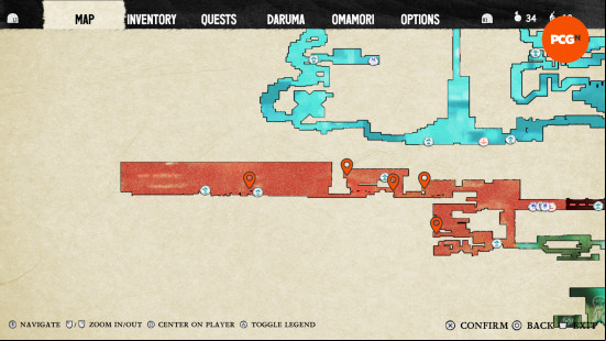 bo crimson forest kodama locations a map with orange pins showing all the kodama in the crimson forest from bo path of the teal lotus