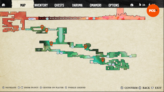 bo uzumaki kodama locations orange pins on a map showing the uzumaki cave kodama in bo path of the teal lotus