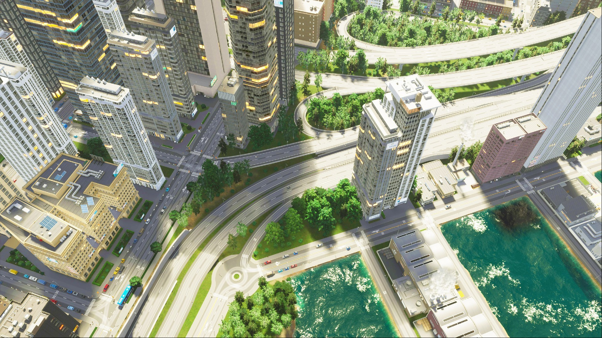 Cities Skylines 2 mods for roads: A huge downtown area from Colossal Order city building game Cities Skylines 2