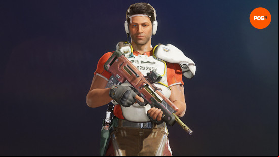 Concord characters: a soldier wearing white armor and an orange undershirt