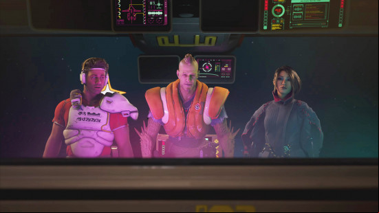 Concord preview: a shot of Teo, Lennox, and Haymar around the starmap table