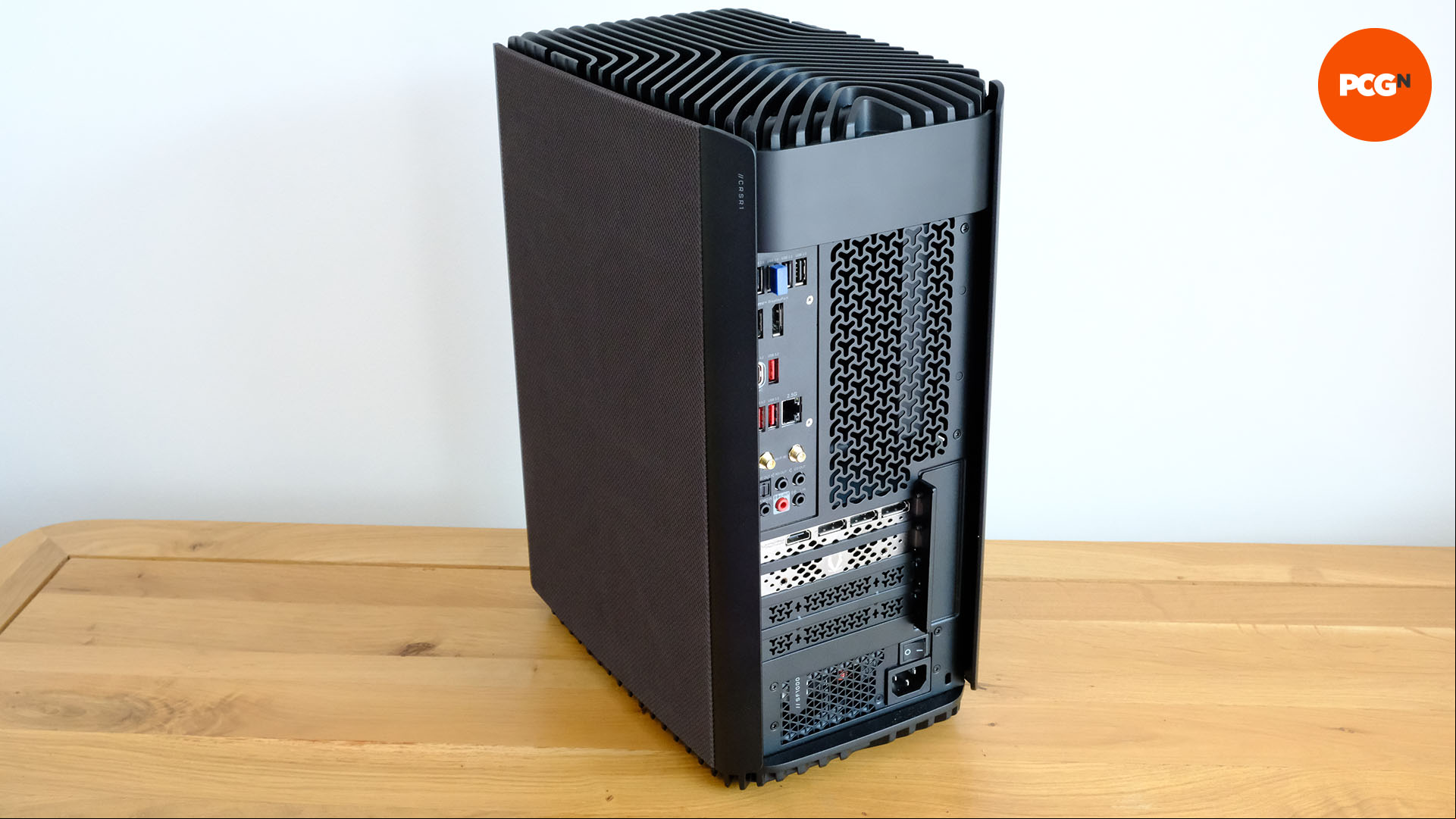 Corsair One 500 review: Back of PC showing rear ports