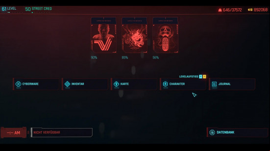 Cyberpunk 2077 mods: a menu screen in a video game showing the 's level.