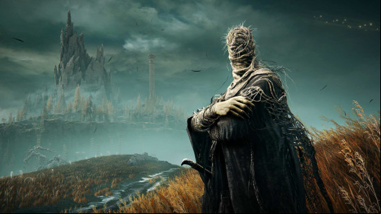 Elden Ring patch notes 1.13: Hornsent with his arms crossed as he stands with a sprawling field behind him.