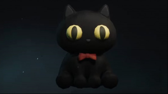 A black cat toy with yellow eyes, also known as Enchanting Void, one of the Once Human Deviants.