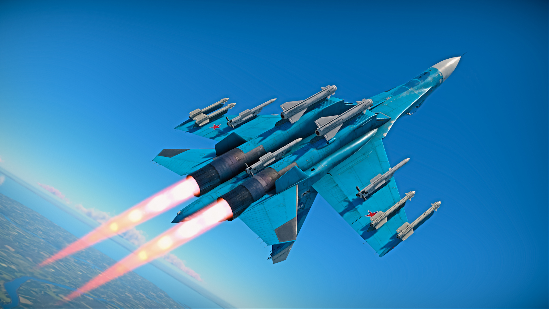 A jet flies through the air in War Thunder