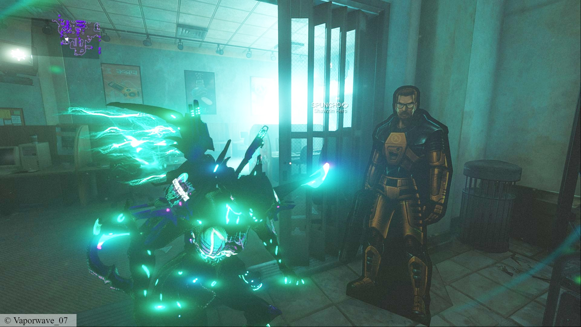 Warframe 1999 Half-Life: A cutout of Gordon Freeman from Valve FPS game Half-Life in Warframe 1999