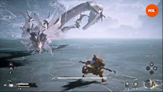 The Destined One faces off against Kaan-Jing Loong, one of the Black Myth Wukong bosses.
