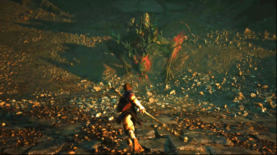 The Destined One faces off against Chiran Loong, one of the Black Myth Wukong bosses.