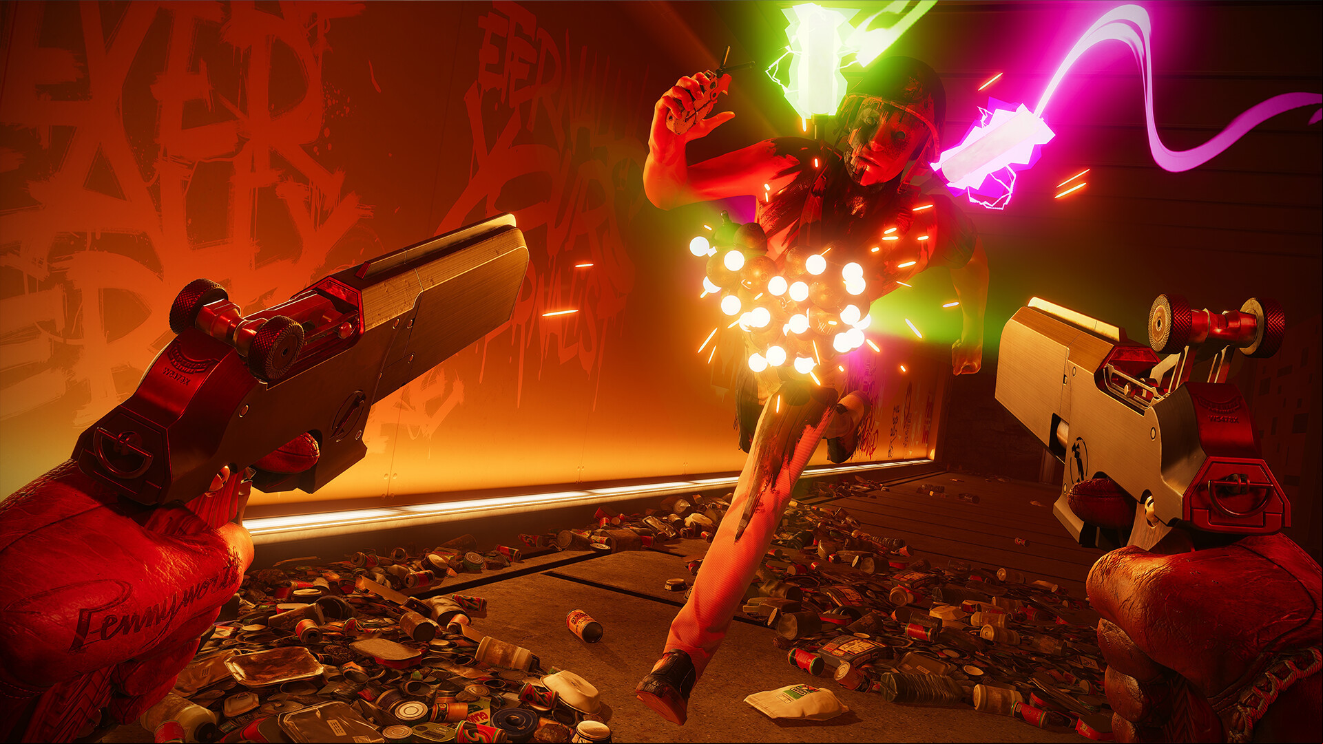 Deathloop FPS game sale: A gunfight in Arkane FPS game Deathloop