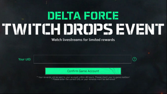 The Delta Force Twitch drops events page on which you need to enter your UID to redeem your rewards.