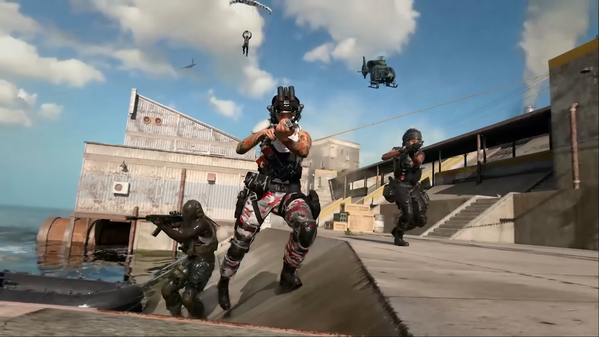 Warzone screenshot showing soldiers coming out of the water and into the battlefield, ready to dominate with a VPN.