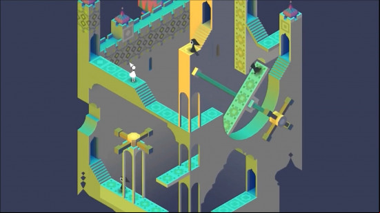 Best Apple Arcade games: Monument Valley+. Image shows a screenshot of the game where it's protagonist is exploring a strange structure.