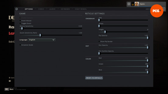 How to change Deadlock crosshair settings: settings UI
