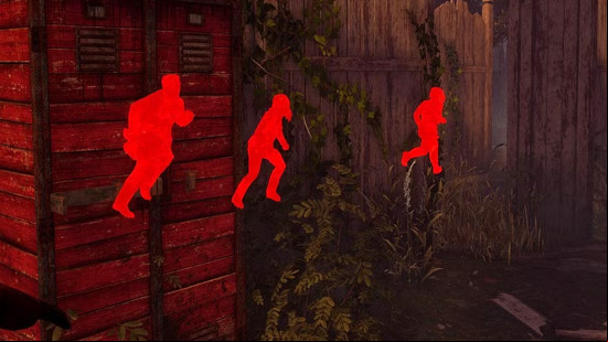 Several survivors are visible thanks to an aura reading perk.