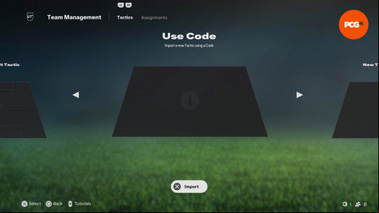 EA FC 25 tactics codes: import screen
