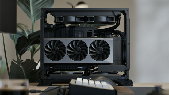 Fractal Design Era 2 mini PC case with large graphics card inside