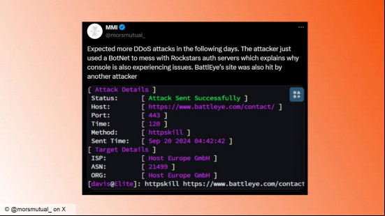 DDOS data from the Rockstar attacks