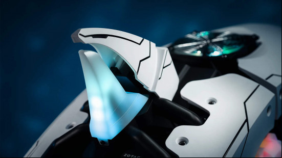 The Shark X's fin with lit up ARGB lighting