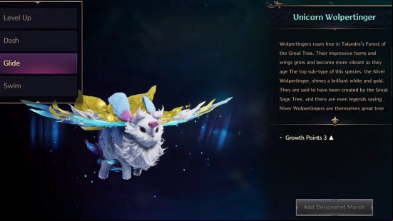 The Unicorn Wolpertinger, a Throne and Liberty morph that resembles a winged rabbit that can glide through the air.