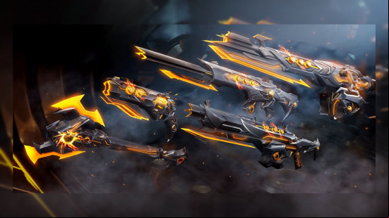 The gold and black set of Valorant Doombringer skins.