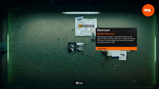 Black Ops 6 missions details on a board in the safe house.