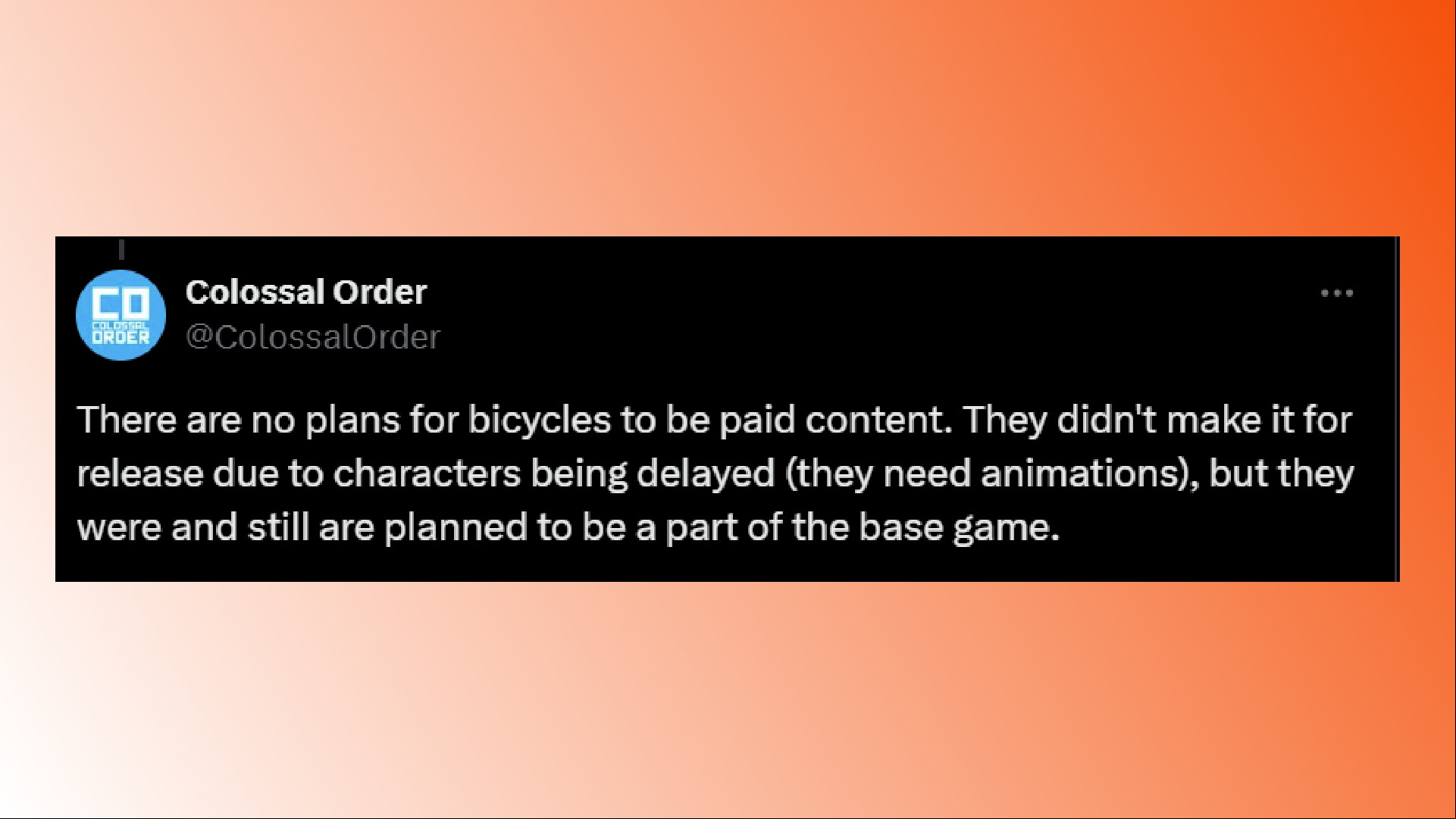Cities Skylines 2 bikes: A comment from Cities Skylines 2 creator Colossal Order