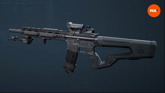 Best Delta Force loadouts: The M16A4 assault rifle with attachment equipped, shown on a dark background.