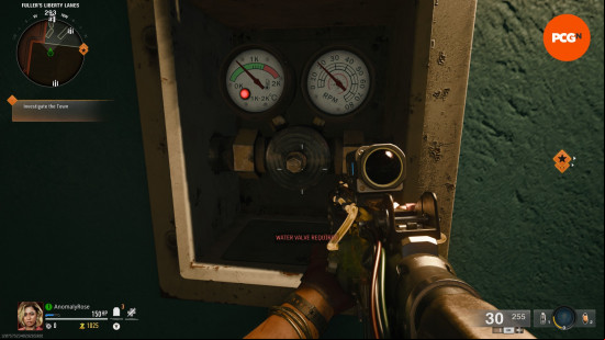 The water gauge  in the Black Ops 6 Zombies Liberty Falls main quest.