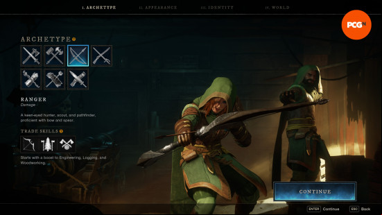 new world ranger in the archetype selection screen