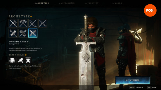 the new world swordbearer archetype selection screen