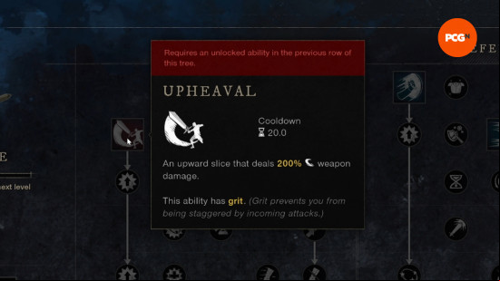a tooltip of the upheaval skill in new world