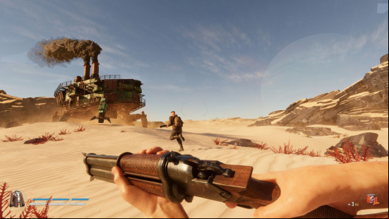 Players running after a trampler in Sand