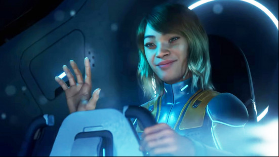 Subnautica 2 multiplayer: a smiling woman in a submersible waving
